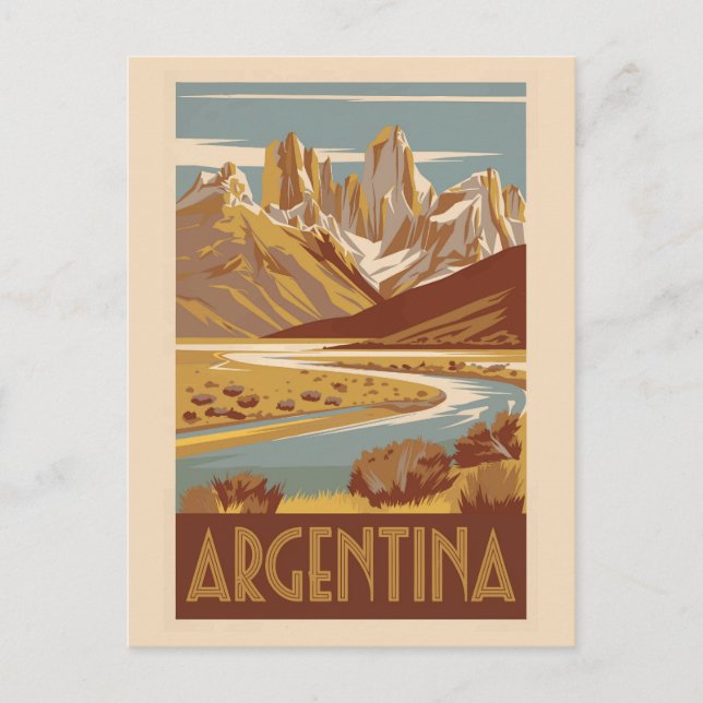 Cartão Postal Argentina Viagem Art Vintage (Frente)