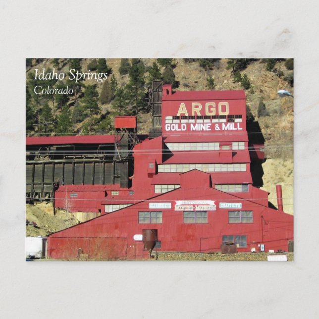 Cartão Postal Argo Dourado Mine & Mill, Idaho Primaveras, Colora (Frente)