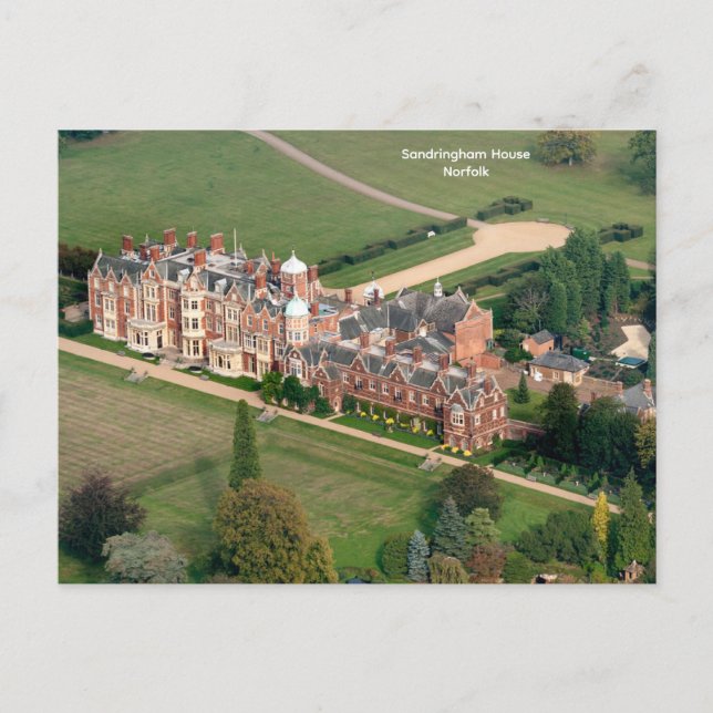 Cartão Postal Ariel view da Sandringham House, Norfolk (Frente)