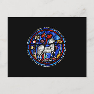 Cartão Postal Aries Astrology Gothic StainGlass Windows PostC