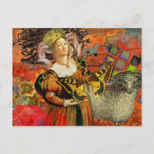 Cartão Postal Aries Orange Woman Gothic Illustration