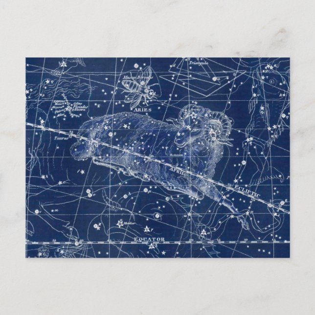 Cartão Postal Aries Zodiac - Símbolo Vintage Ilustração (Frente)
