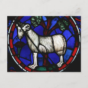 Cartão Postal Aries Zodiac StainGlass Notre-Dame de Paris Pc