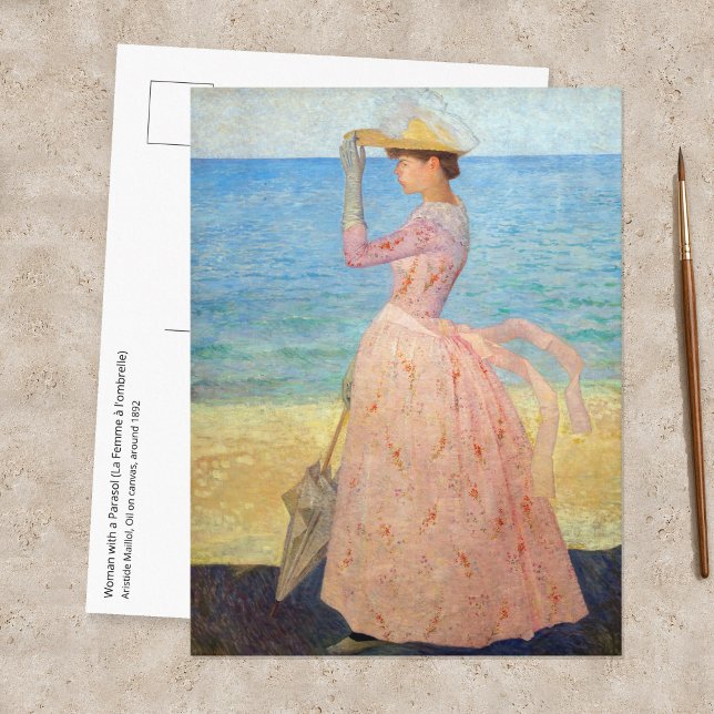 Cartão Postal Aristide Maillol - Mulher com Guarda-Sol (Criador carregado)