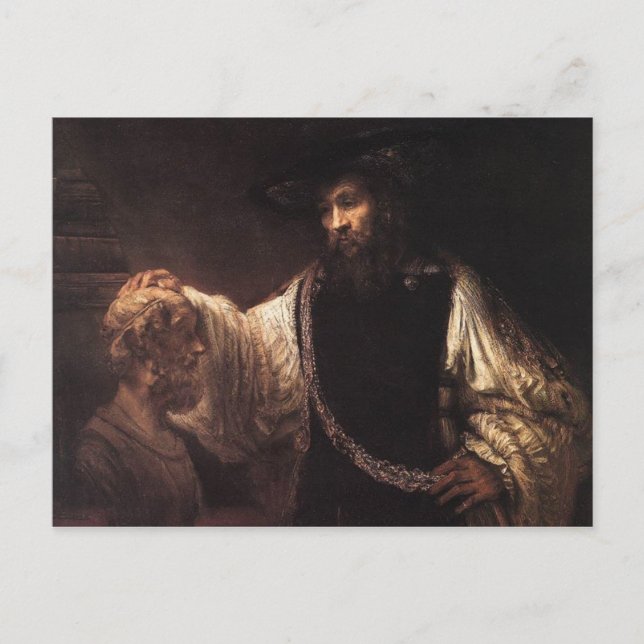 Cartão Postal Aristóteles com um busto de Homer (Frente)