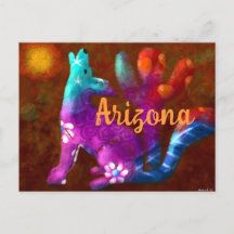Arizona Coyote Art Saguaro Cactus Deserto