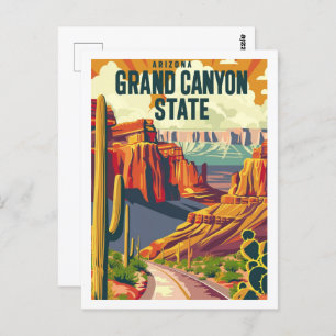 Cartão Postal Arizona do Grand Canyon Vintage Famoso Viagem