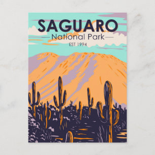 Cartão Postal Arizona Nacional do Parque Saguaro Wasson Peak Vin