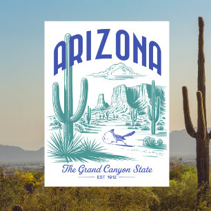 Cartão Postal Arizona O Estado do Grand Canyon Est. 1912