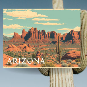 Cartão Postal Arizona Red Rocks Viagem Retro Antiga