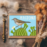 Cartão Postal Arizona Saguaro Cactus Wren Cute Bird Nature<br><div class="desc">Veja este cacto colorido e desenho verde. Visite meu compro para mais ou me avise se quiser algo personalizado!</div>