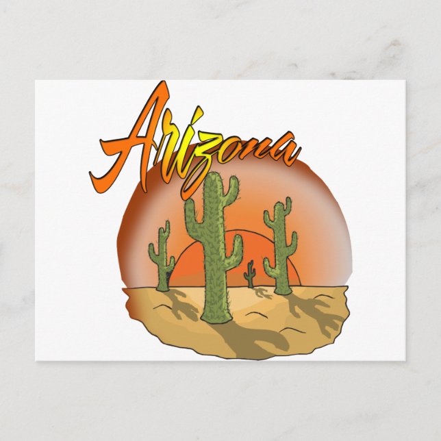 Cartão Postal ARIZONA Sunset Cactus (Frente)