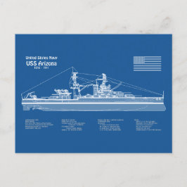 Cartão Postal ARIZONA USS - ABD de Planos de Impressão Blueprint