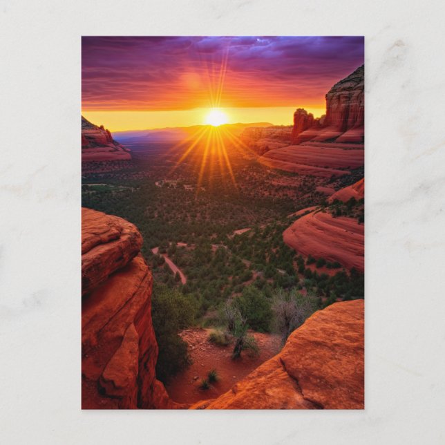 Cartão Postal Arizona Vermelha Sedona Rocha Natureza Bonita Suns (Frente)