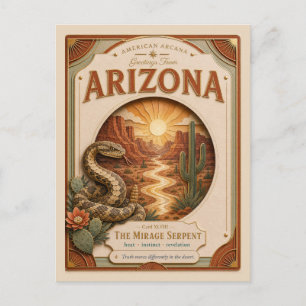 Cartão Postal Arizona Vintage Paper Cut American Arcana