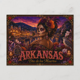Cartão Postal Arkansas Día de los Muertos Retro
