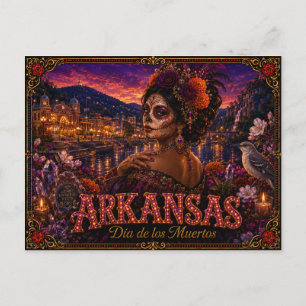 Cartão Postal Arkansas Día de los Muertos Retro