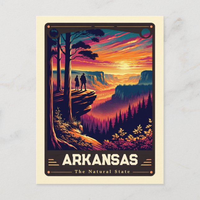 Cartão Postal Arkansas | Espírito Patriótico Vintage (Frente)