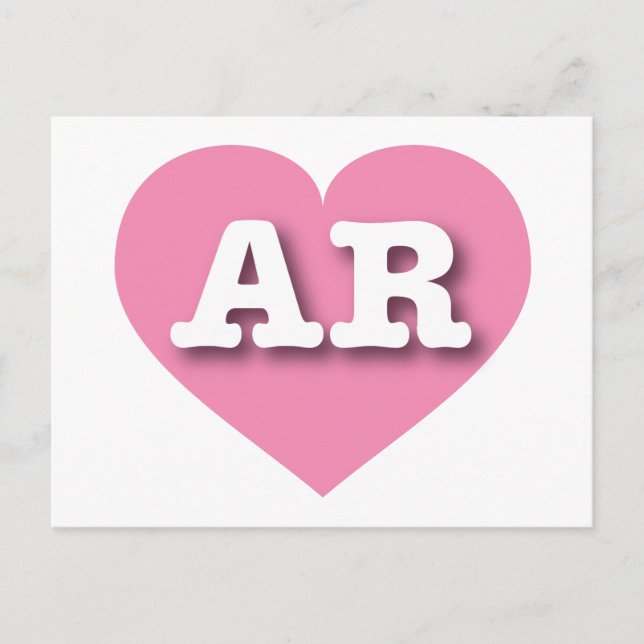 Cartão Postal Arkansas Pink Heart - Eu amo AR (Frente)