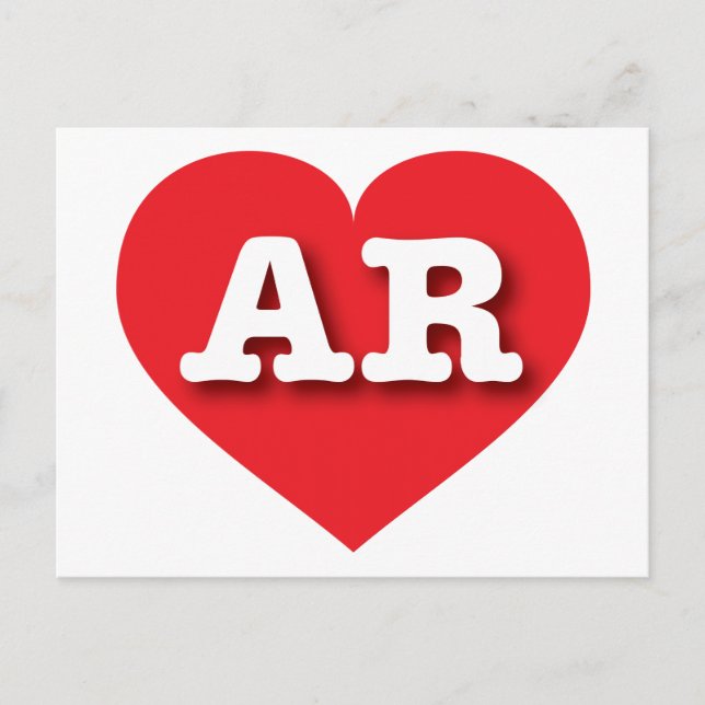 Cartão Postal Arkansas Red Heart - Eu amo AR (Frente)