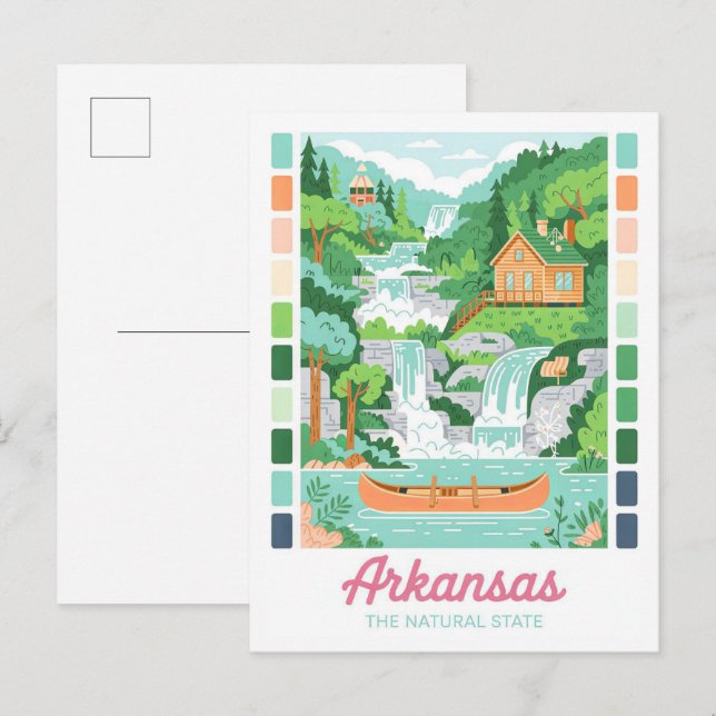 Cartão Postal Arkansas the Natural State Summer Viagem (Frente/Verso)