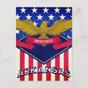 Cartão Postal Arkansas USA Flag 
