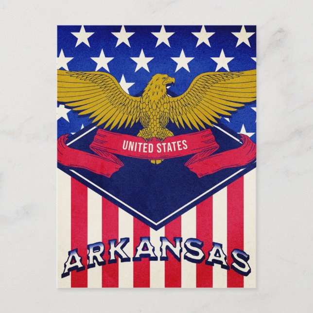 Cartão Postal Arkansas USA Flag (Frente)