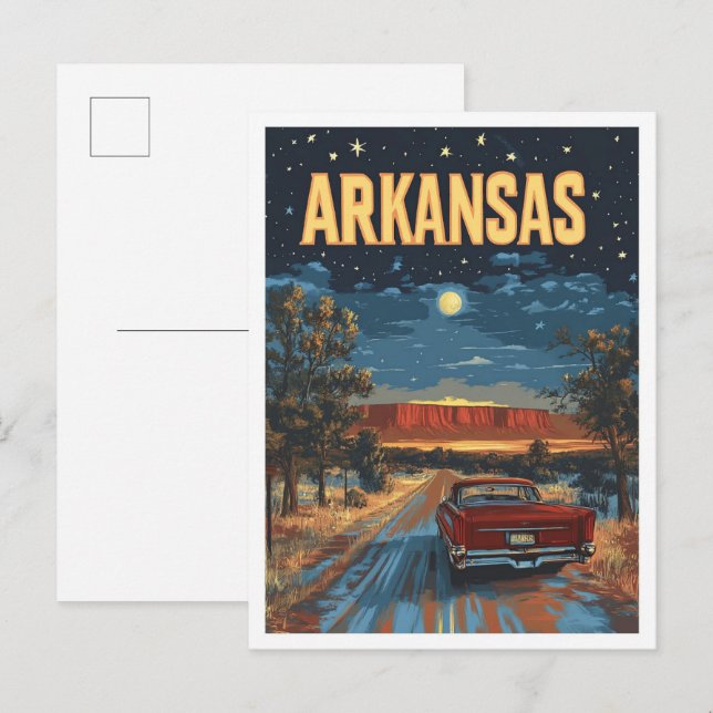 Cartão Postal Arkansas USA Vintage Illustration Viagem (Frente/Verso)