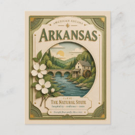 Cartão Postal Arkansas Vintage Paper Cut American Arcana