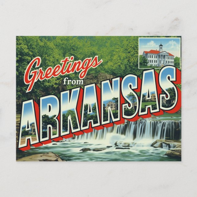 Cartão Postal Arkansas Waterfall Forest (Frente)