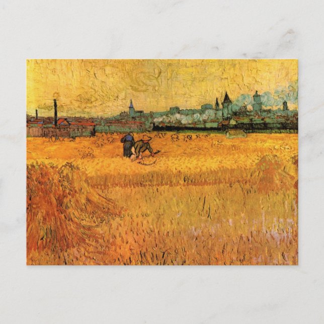 Cartão Postal Arles: Vista de Campos de Trigo por Vincent van Go (Frente)