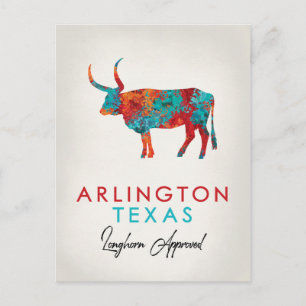 Cartão Postal Arlington Texas Colorful Longhorn