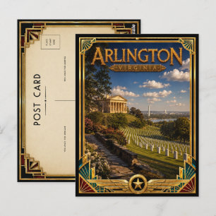 Cartão Postal Arlington Virgínia Arte Deco Antigo Idade Dourada