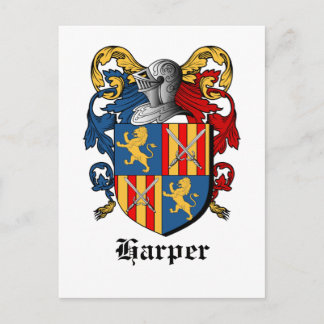 Cartão Postal ARMAS CASACO HARPER - crista da família harper
