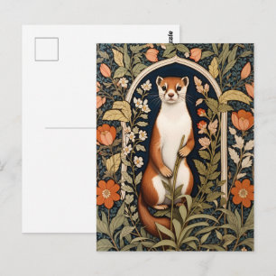 Cartão Postal Arminho Elegante Floral Inspirado em William Morri