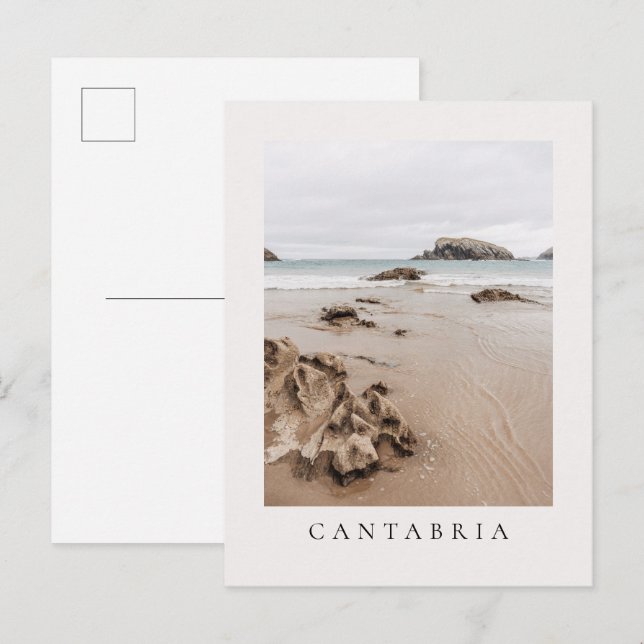 Cartão Postal Arnia beach in Spain, neutral aesthetic beach (Frente/Verso)