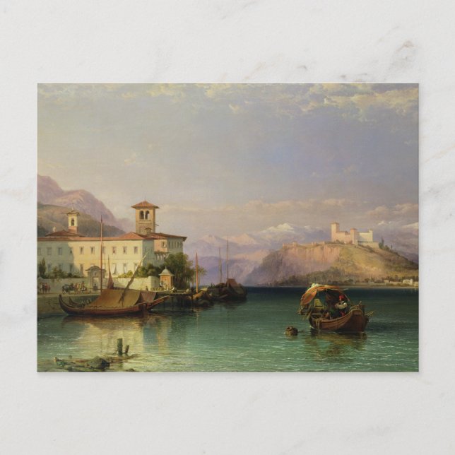 Cartão Postal Arona e o Castelo de Angera, Lago Maggiore, 185 (Frente)
