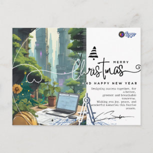 Cartão Postal Arquiteto Urbano Minimalista Natal Verde
