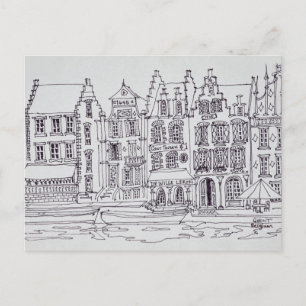 Cartão Postal Arquitetura flamenga na orla, Gante, Bélgica