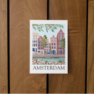 Cartão Postal Arquitetura Floral Vintage Amsterdã Holanda