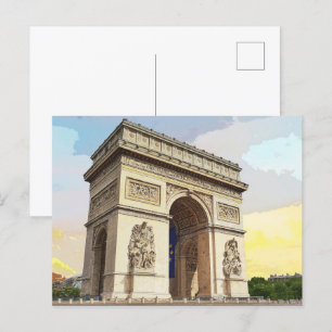 Cartão Postal Arquitetura Paris França Arc De Triomphe