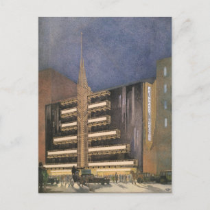 Cartão Postal Arquitetura Vintage Art Deco, Edifício em NYC