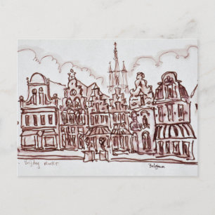 Cartão Postal Arquitetura Vrijdagmarkt   Gent, Bélgica