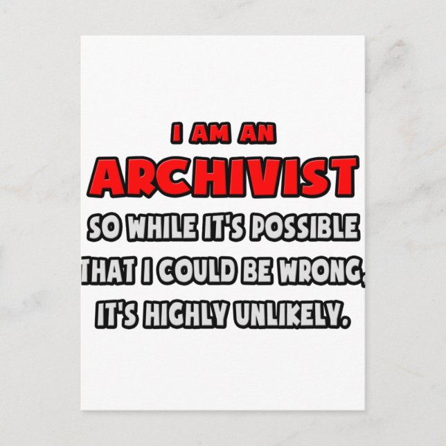 Cartão Postal Arquivador Engraçado. Muito improvável (Frente)