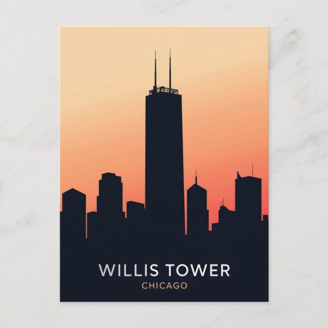 Cartão Postal Arranha-céu de Chicago (Frente)