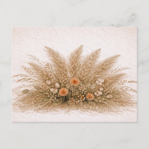 Cartão Postal Arranjo de Flores Silvestres e Grama Pampas Boho N