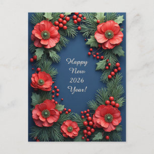 Cartão Postal Arranjo Floral de Natal com Poinsettias