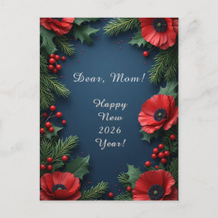 Cartão Postal Arranjo Floral de Natal com Poinsettias