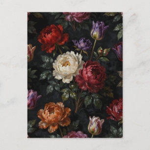 Cartão Postal Arranjo Floral de Peônia e Tulipa Moody Luxuoso