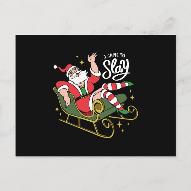 Cartão Postal Arrastar Papais noeis da Rainha (Frente)